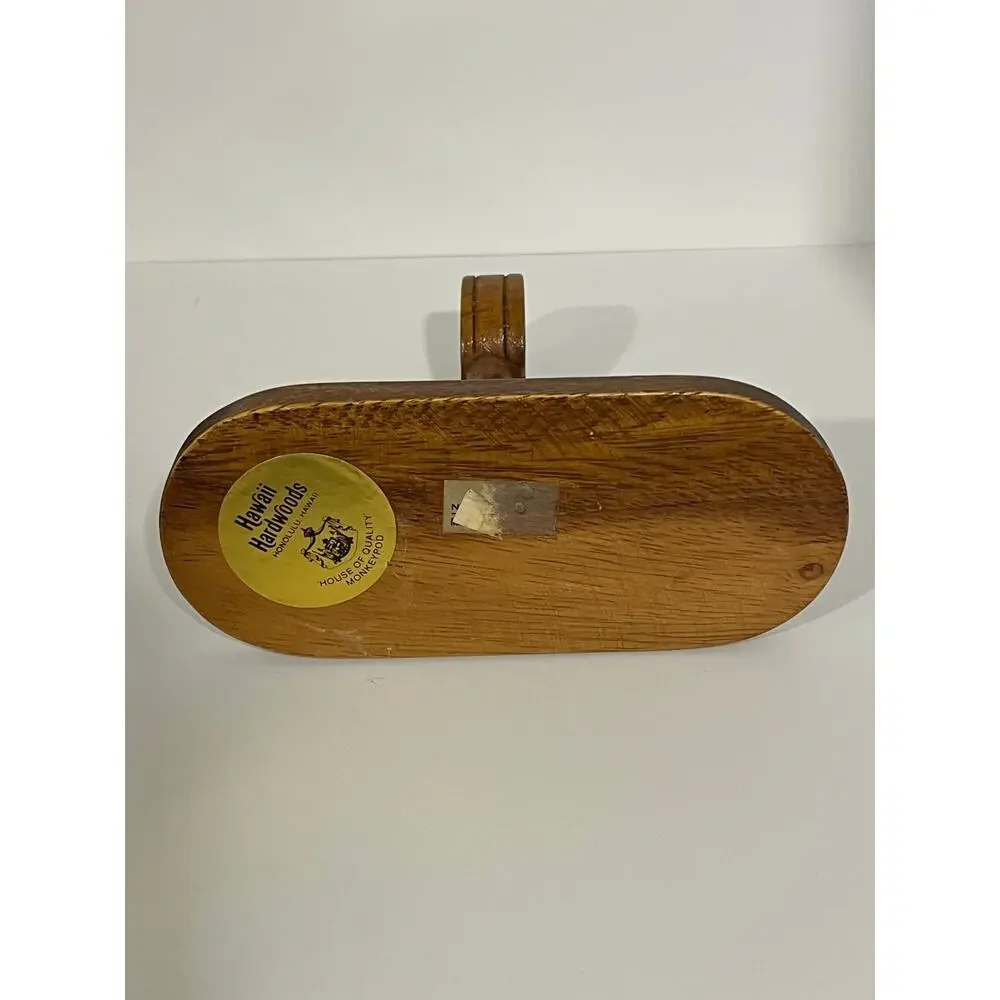 Vintage Hawaii Hardwoods Monkeypod Wood Salt Pepper Shaker Set‎ w Caddy Tiki MCM
